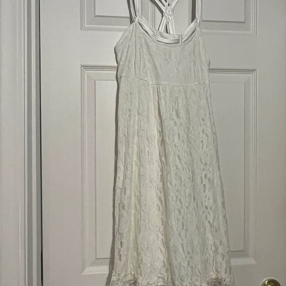 Roper Cream Lace Mini Dress w/ Braided Straps – Size M